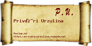 Privári Urzulina névjegykártya